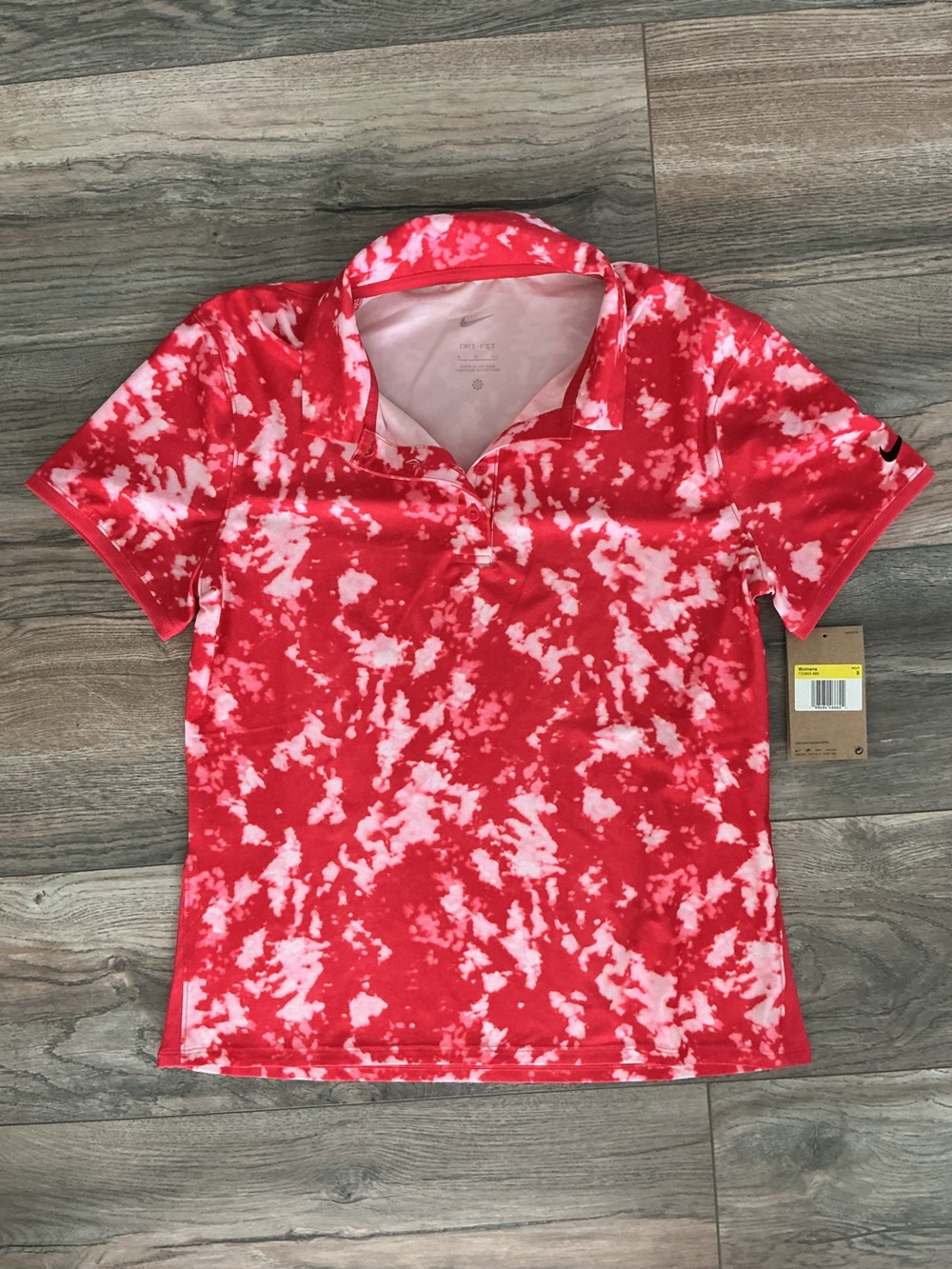 NEW! Nike Hot Pink and White Tie-Dye Polo Top Golf Small NWT athletic tennis